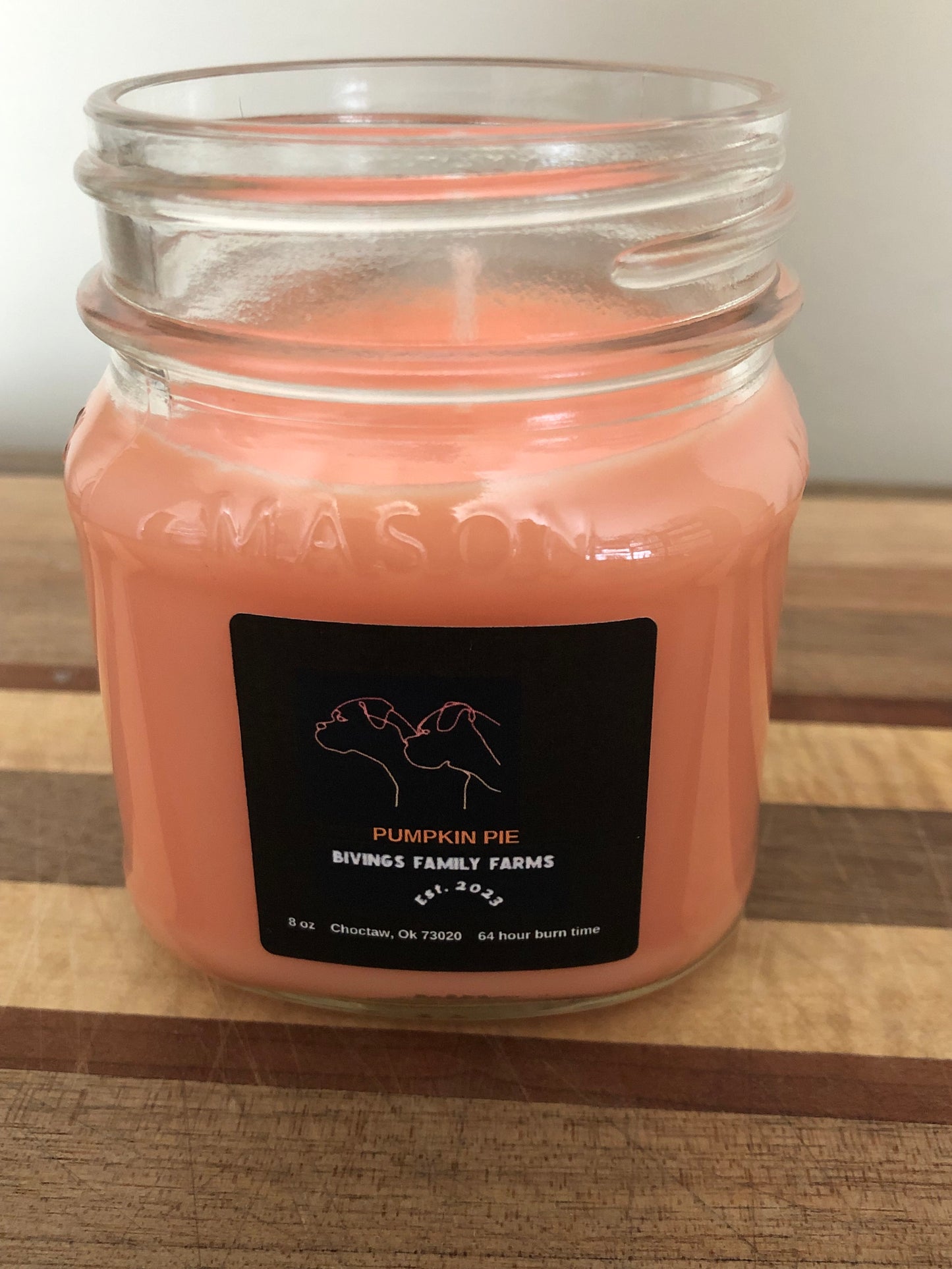 Handcrafted 8 oz Mason Jar Pumpkin Pie Soy Candle