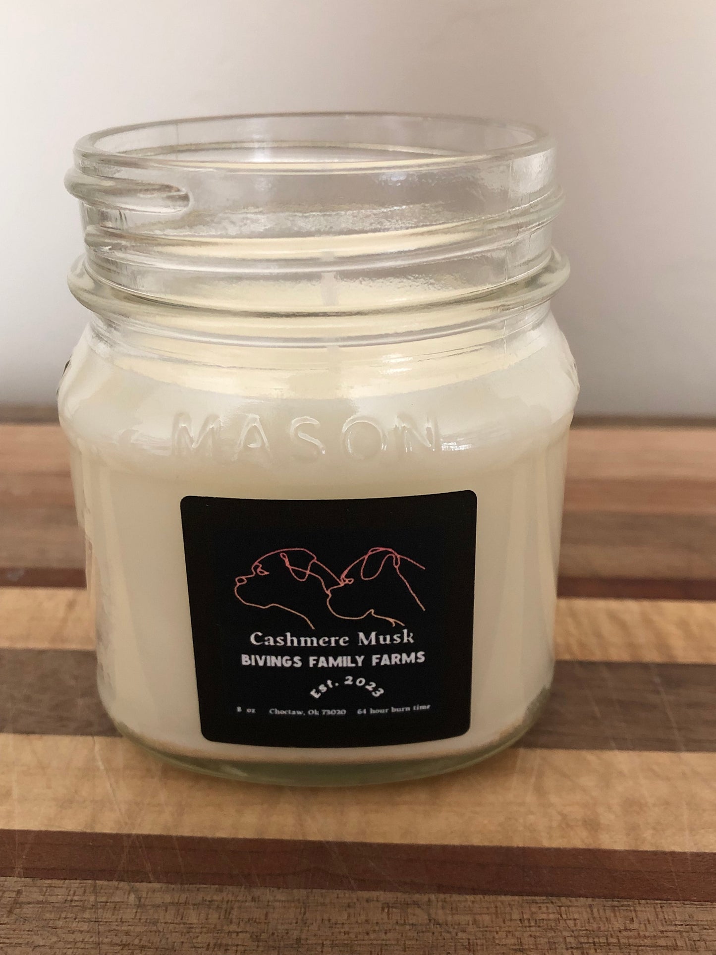 Handcrafted 8 oz Mason Jar Natural Soy Cashmere Candle