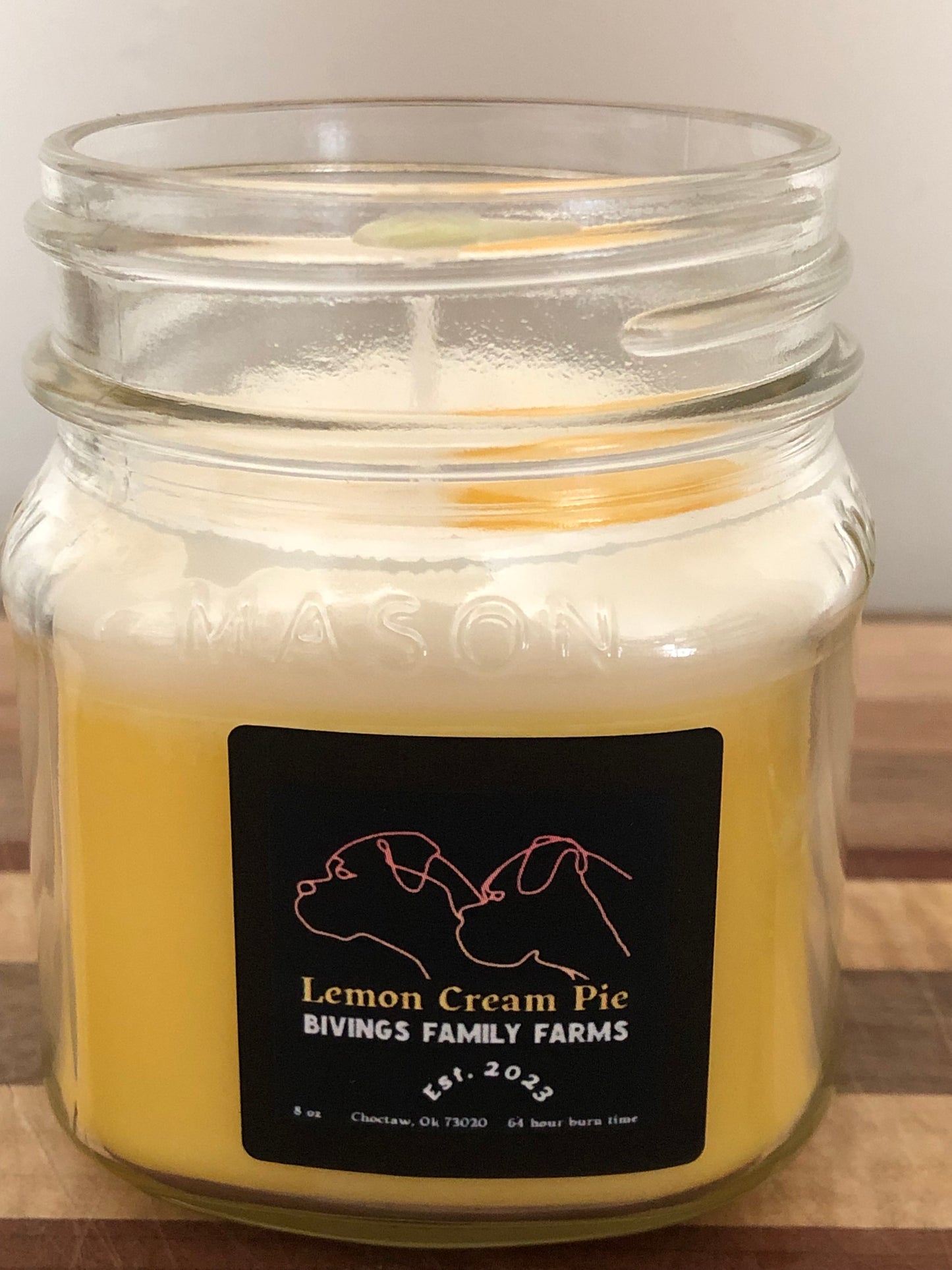 Handcrafted 8 oz Mason Jar Lemon Pie Soy Candle